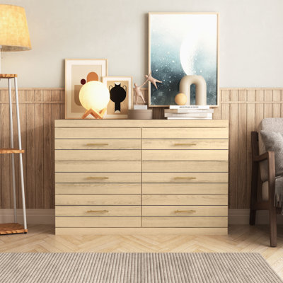 Aunfebrco Black Double Dresser with 6 Drawers, Tall Shelf